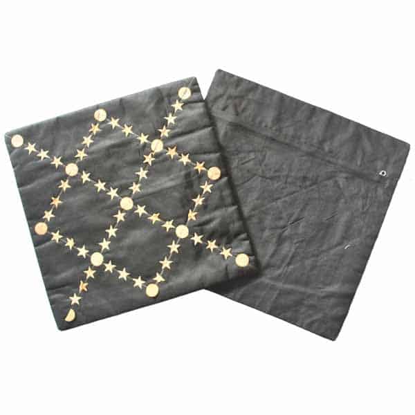 Poly Cotton Black Cushion Cover With Star Print