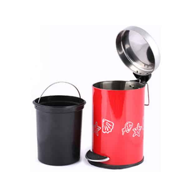 Stainless Steel Dustbin with Removable Bucket (Red)