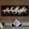 Wall Mounted 7 Running White Horses Frame with LED Light