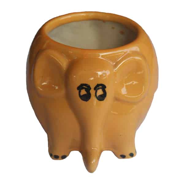 Elephant Shaped Ceramic Pot/ Planter (Orange)