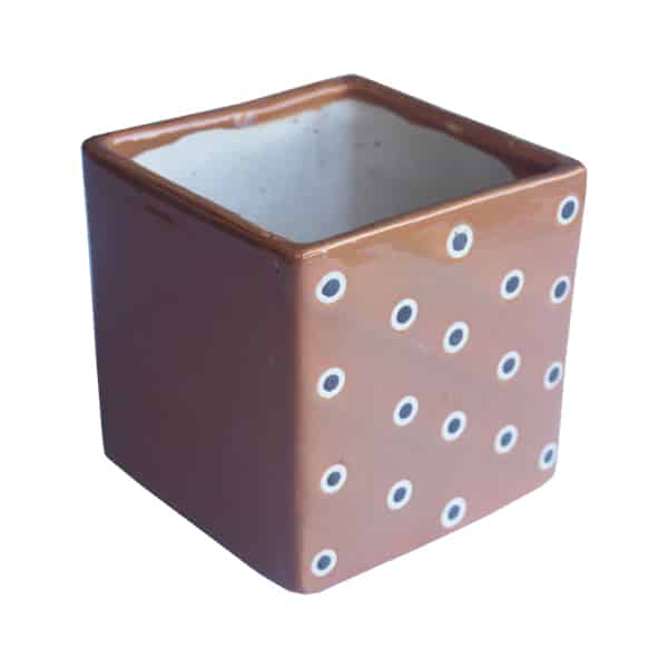 Ceramic Square Planter With Dot Print Design
