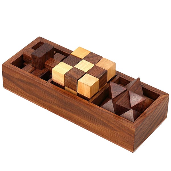 Handcrafted Wooden 3D Puzzles- 3 in one Set