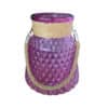 Glass Ribbed Designed Cylinder Vase with Rope