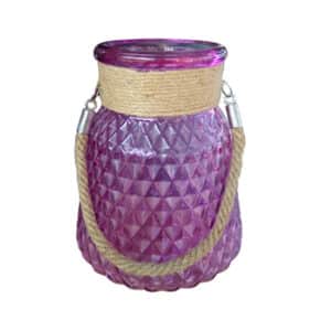 Glass Designed Cylinder Vase with Rope