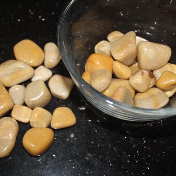 golden yellow stone pebbles for garden and aquarium décor