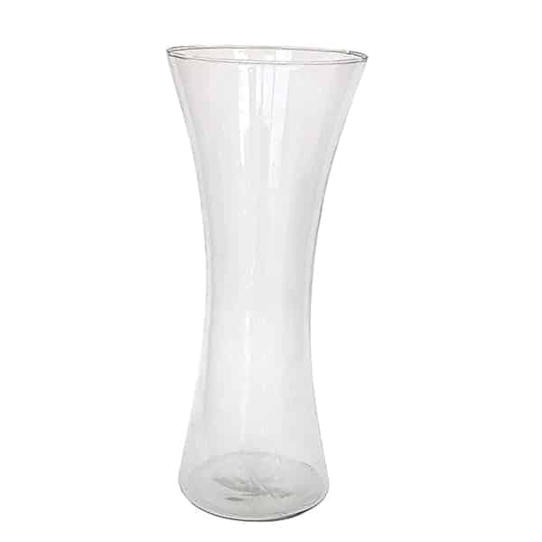 Clear glass vase for real or artificial flower home decor.